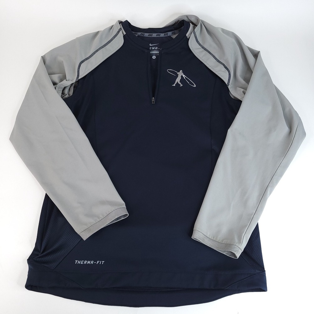 Nike Jacket Men Small Navy Blue Removable Gray Sleeves Therma FIt Ken Griffey Jr